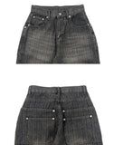 Ops Stripe Washing Denim Wide Pants