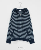 [unisex] Endel Stripe Net Hood Zip-up