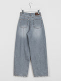 Hacoco Damage Cat Washing Wide Denim Pants