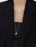 Pebble Heart Silver Necklace M