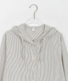 Moui Stripe Crop Hood Shirt