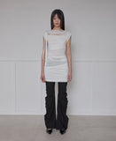 Asymmetrical Draped Strap Roll-Up Dress