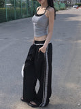 Tsukin Lace Track Nylon Wide Banding Pants