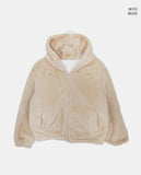 Tsuha Fur Hooded Lining Quilted Loose Fit Zip-Up Jacket