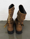 Grason suede gathered leather belted boots