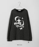 Elbon printing ribbed knit sweatshirt