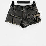 Cop Washed Leather Shorts