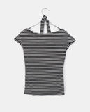 [Strap SET] Kinble Slim Fit Striped Cap Sleeve Off-Shoulder T-Shirt