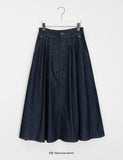 Notini banding pin tuck denim long skirt