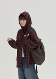 [BAONHAUS] Kitket Check Over Hood Shirt