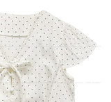 Enne Dot Ribbon Pintuck Blouse