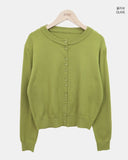 Rodun Button Point Round Neck Knit Cardigan