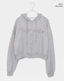 Arring Pretty Motion Lettering Pocket Long Sleeve Hood Zip-Up
