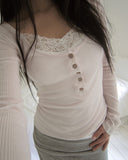 Echoes Button Long Sleeve T-shirt