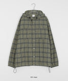 [unisex] Yumei String Hood Over Check Shirt