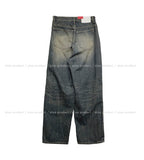 look side folding washing denim pants
