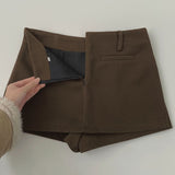 Thick Wool Basic A-Line Belt Set Skirt Pants