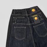 4 Seasons Non-fade Raw Back Banding Wide Fit Denim Pants
