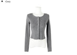 Lumpy Rib Round Slim Fit Long Sleeve Cardigan