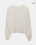 Uran bean button round neck long sleeve cardigan