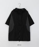 [unisex] Noika nylon two-way color matching string hood short sleeve wind jumper