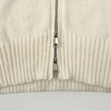 Two-Way Fur Hood Slim Fit Knit Zip-Up