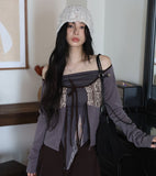 Antique Aru Off-Shoulder Cardigan