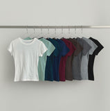 Slim Fit Plain Layered Slender Short Sleeve T-shirt