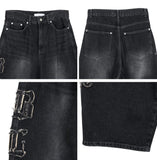 Kael Applique Curved Denim Pants