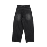 Pad snap button denim pants