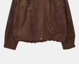 Cyan Suede Punching Collar Pocket Jacket