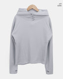 Bre High Neck Waffle Warmer Hooded Long Sleeve T-Shirt