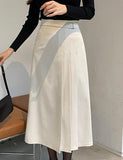 Belden Buckle Unbalance Pleated Long Skirt