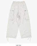 Zipper big cargo balloon wide banding pants