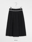 Coendy Banding Lace Pleated Skirt
