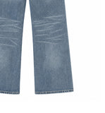 Left-washed flare denim pants