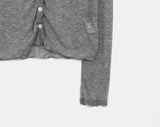 Phuang Lace Frill See-Through V-Neck Long-Sleeve Cardigan