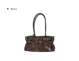 Fes Eyelet Buckle Leather Shoulder Bag