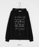 [unisex] Shaki Two-Way Lettering Knit Hood Zip-Up