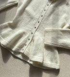 Inelli Shirring Collar Knit Pearl Cardigan