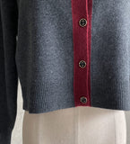 Madeu Color Matching Cardigan Rib Knit One Piece Set