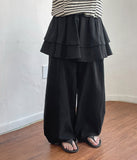 [BAONHAUS] Simbs Linen Tiered Frill Banding Skirt Pants