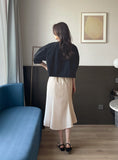Wavy No Collar Balloon Three Quarter Short Jacket