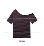 Toe Stripe Unbalance Shoulder Short Sleeve
