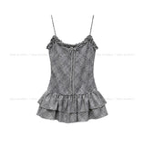 Bay Ruffle Check Cardigan Set