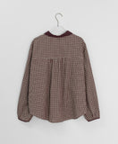 [BAONHAUS] Salo Ribbon Color Matching Check Collar Shirt