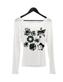 Press Flower Boat Neck Tee