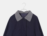 Puzzing Color Matching Check Pattern Collar Cotton Long Sleeve Jacket