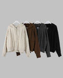 Rope hooded zip up knit