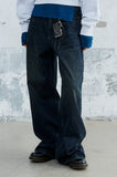 (W) WASHED DENIM PANTS